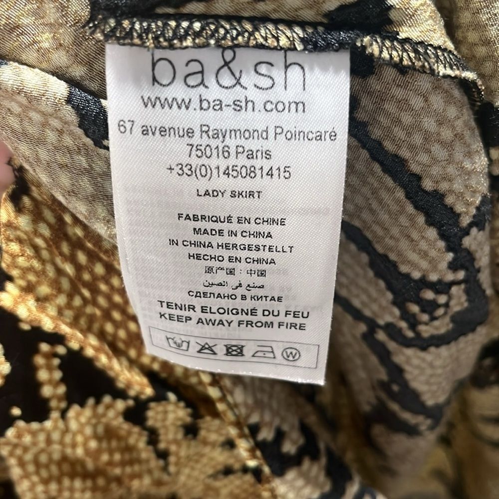 BA&SH Jupe Carry Midi Skirt, Slit, Ruched, Snakeskin, Size 2 (8/M) - Picture 12 of 14